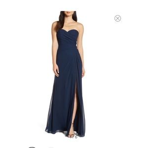 Hayley Paige Occasions Navy Chiffon Gown